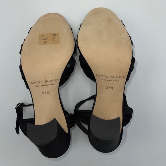 NWB MANOLO BLAHNIK BLACK SATIN GAZO SANDSLS SIZE 37.5 - Picture 5 of 15